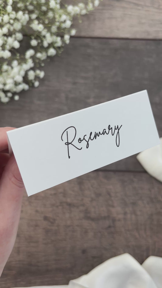 Folded Printed Place Cards – Elegant Wedding Name Cards / Style Eva