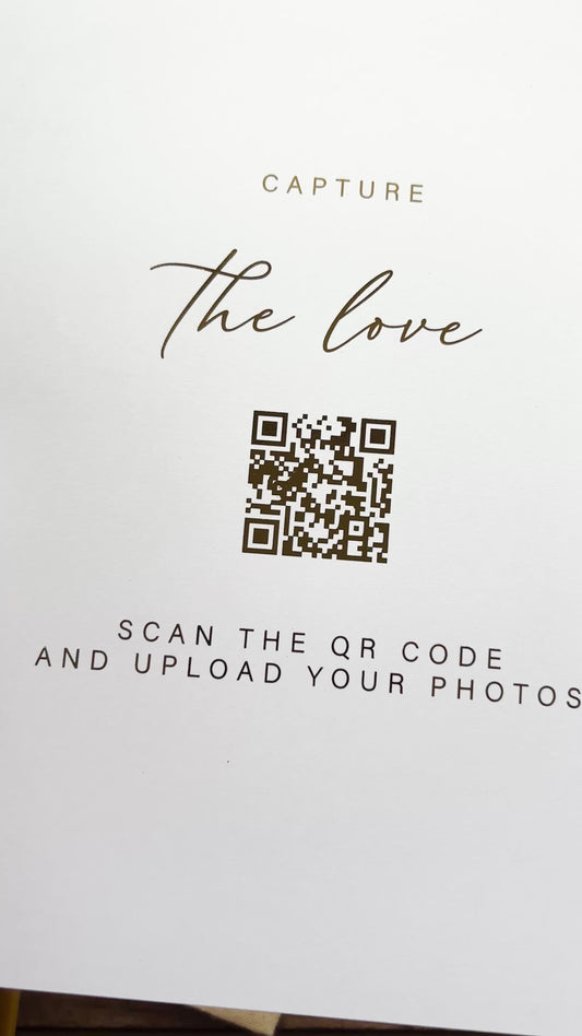 Capture the Love Wedding Foiled Sign with QR Code / style Ari