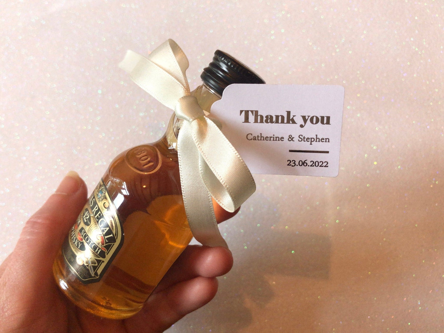 Bold rectangular personalised foiled thank you tags